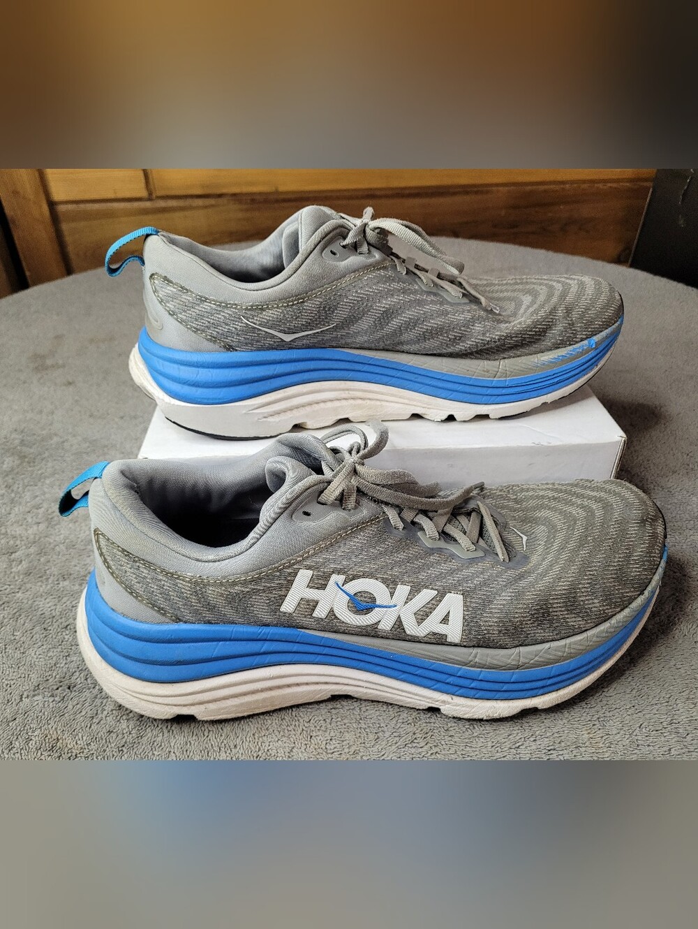 Hoka One One Gaviota 5 Shoes Mens 11 D Limestone Gray Diva Blue Read